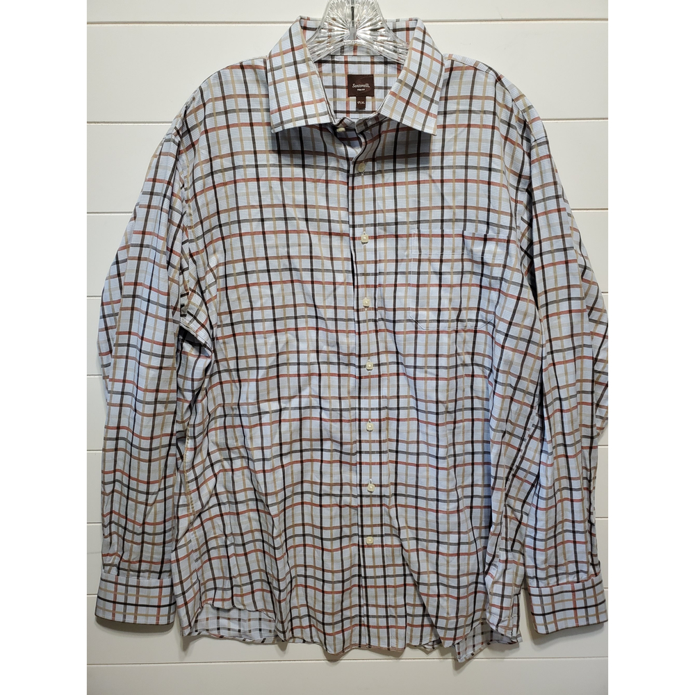 Santorelli Trim fit XL Mens size 17.5 N buttoned up long sleeve square buttons